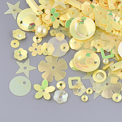 Accessori dell'ornamento, paillette / paillettes in plastica pvc, forme misto, oro, 3~21x3~21x0.4~3mm, Foro: 1~1.6 mm