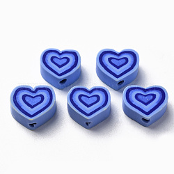 Бусины из полимерной глины , сердце, светло-стальной синий, 7.5~11x7~11x4~5 мм, отверстие : 1.8 мм