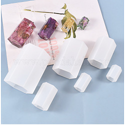 Moules en silicone remplis de prismes hexagonaux, pour époxy chargé, diorama, fleur séchée, artisanat de décoration de spécimen d'insecte, blanc, 6.6x7.6x10.2 cm