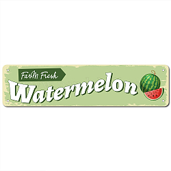 Vintage Metal Tin Sign, Iron Wall Decor for Bars, Restaurants, Cafes Pubs, Rectangle, Watermelon Pattern, 10x40x0.03cm