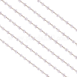 Chaînes de perles en zircone cubique transparente, avec chaînes de câbles en cuivre, soudé, or, 6mm, environ 6.56 pieds (2 m)/pc
