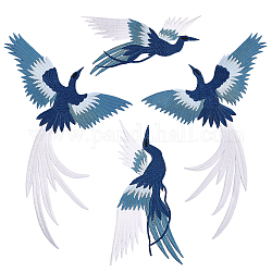 Chgcraft, 4 Uds., tela bordada computarizada de Fénix, apliques de planchado, apliques de pájaros, accesorios de disfraz para accesorios de ropa diy, acero azul