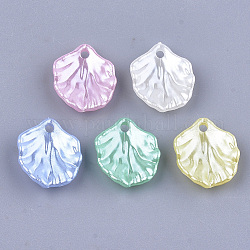 Pendentifs de perle d'imitation acrylique, feuille, couleur mixte, 17x15x4.5mm, Trou: 2mm, environ 1460 pcs/500 g