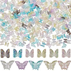 Sunnyclue 400 pièces 2 cabochons en verre transparent de style, Forme de papillon 3d, couleur mixte, 7x6.5~10x2.5~3.5mm, 200 pièces / style