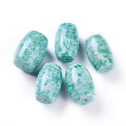 Perles de jaspe tache verte naturelle, baril, 25~27x17~22mm, Trou: 1.5~2mm