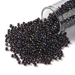 TOHO Round Seed Beads, Japanese Seed Beads, (251) Inside Color Luster Light Amethyst/Jet Lined, 8/0, 3mm, Hole: 1mm, about 10000pcs/pound