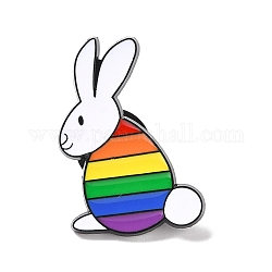 Эмалированная булавка с изображением кролика Rainbow Pride, значок из сплава животных для рюкзака, электрофорез черный, красочный, 28x19x2 мм, штифты : 1 мм