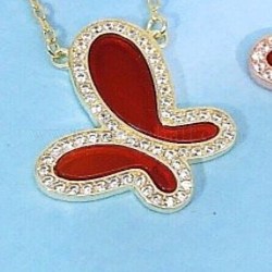 925 ожерелья с кулоном из стерлингового серебра с прозрачным кубическим цирконием, с тросовыми цепочками и натуральным агатом, бабочка, красные, золотые