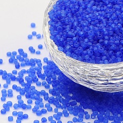 12/0 Glass Seed Beads, Frosted Colours, Light Blue, 2mm, about 30000pcs/pound
