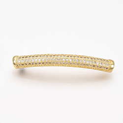 Perles tubes en laiton avec zircone cubique de micro pave, creux, clair, or, 39x5mm, Trou: 2.5mm