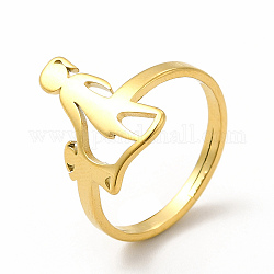Ionenplattierung (IP) 304 verstellbarer Mutter-Tochter-Ring aus Edelstahl für den Muttertag, echtes 18k vergoldet, uns Größe 6 (16.5mm)