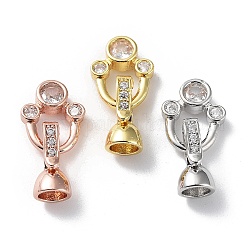 Rack Plating Brass Pave Clear Cubic Zirconia Fold Over Clasps, Cadmium Free & Lead Free, Long-Lasting Plated, Paw Print, Mixed Color, Ring: 13x10x3mm, Clasp: 12x6mm, Inner Diameter: 4.5mm