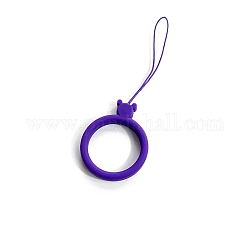Anelli per cellulare in silicone, cordini pendenti corti ad anello per dito, porpora, 9.8cm, Anello: 30 mm