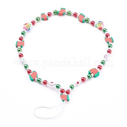Polymer Clay Perlen Mobile Straps für Weihnachten, mit Acrylperlen und Nylonfaden, Weihnachtssocke mit Blume, Farbig, 24.5 cm