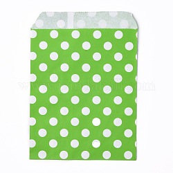 Sacchi di carta kraft, senza maniglie, sacchetti per alimenti, motivo a pois, verde, 18x13cm