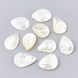Cuentas de concha natural de blanco, Madre perla cuentas de concha, lágrima, color de concha, 23~30x18~20x3~7mm, agujero: 0.8 mm