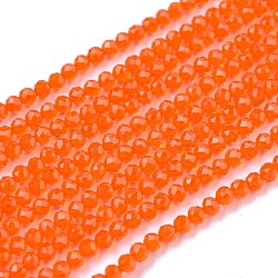 Filo di perline in vetro, quarzo imitazione, sfaccettato, tondo, arancione scuro, 2mm, Foro: 0.5 mm, circa 175pcs/filo, 14.9 pollice (38 cm)