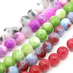 Natural Persian Jade Beads Strands, Dyed, Round, Mixed Color, 12mm, Hole: 1mm, about 32pcs/strand, 16 inch