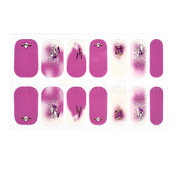 Avvolge le unghie ombre a copertura totale, strisce per unghie color polvere glitter, autoadesiva, per le decorazioni delle punte delle unghie, rosso viola medio, 24x8mm, 14pcs / scheda