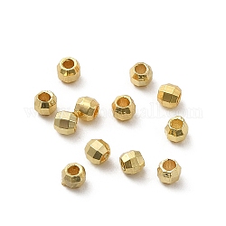 Brass Spacer Beads, Faceted, Barrel, Real 18K Gold Plated, 2x1.7mm, Hole: 0.8mm