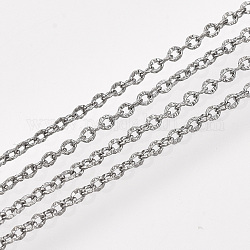 Brass Cable Chains, Textured, Unwelded, with Spool, Oval, Gunmetal, 2x1.5x0.5mm, about 328.08 Feet(100m)/roll