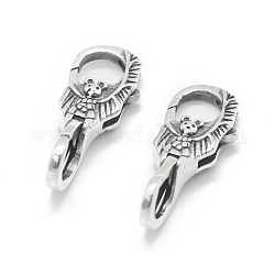 Thailand 925 Sterling Silver Lobster Claw Clasps, Bat, Antique Silver, 23.5x10x8mm, Hole: 5mm and 6mm