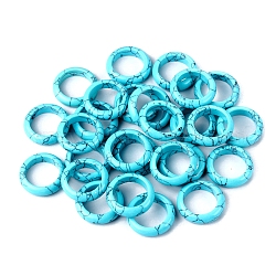 Anillos de banda lisa de turquesa sintética, diámetro interior: 18~20 mm