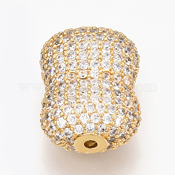 Messing Mikro ebnen Zirkonia Perlen, Transparent, golden, 20x15x9 mm, Bohrung: 1.5 mm