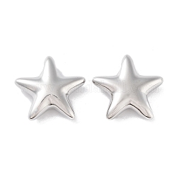 Brass Pendants, Star Charms, Real Platinum Plated, 17x18x5mm, Hole: 3mm