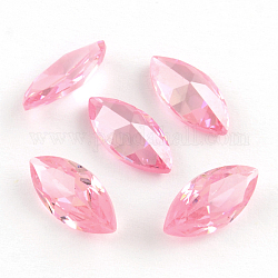 Cabochons de zircon cubique en forme d'œil de cheval à dos pointu, facette, perle rose, 8x4mm