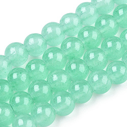 Chapelets de perles rondes en verre imitation jade peint, aigue-marine, 6.5mm, Trou: 1.5mm, Environ 145 pcs/chapelet, 31.8 pouce