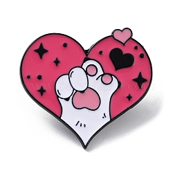 Kawaii Cute Pink Cat's Claw Pet Theme Enamel Pins, Black Alloy Badge for Women, Heart, 27x30x1mm