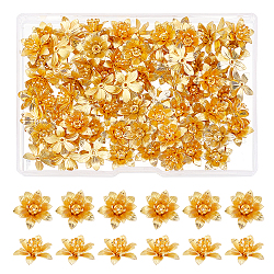 Tapas de abalorios de latón superfindings 3d, flor, multi-pétalo, dorado, 16x6.5mm, agujero: 0.8 mm