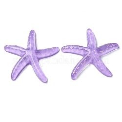 Кабошоны морских животных из полупрозрачной смолы, блестящая морская звезда, фиолетовые, 37x39x6 мм