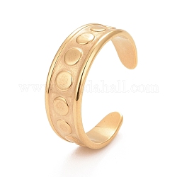 Placage ionique (ip) 304 anneau de manchette ouvert à motif rond plat en acier inoxydable pour femme, or, nous taille 9 (18.9 mm)