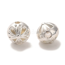 Perle in lega placcate di lunga durata, tondo, argento, 10.5x11.5x11mm, Foro: 2 mm
