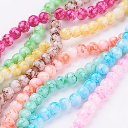 Spray Painted Glass Bead Strands, Round, Mixed Color, 6mm, Hole: 1.3mm, about 133pcs/strand, 31.4 inch