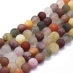 Natürlichen Rutilquarz Perlen Stränge, matt, Runde, 10 mm, Bohrung: 1 mm, ca. 39~40 Stk. / Strang, 15.35 Zoll (39 cm)