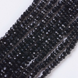 Opache perle di vetro fili, sfaccettato, rondelle, nero, 2.5x1.5~2mm, Foro: 0.5 mm, circa 185~190pcs/filo, 13.7 pollice~14.1 pollici