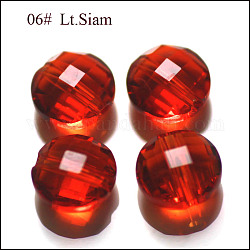Abalorios de cristal austriaco de imitación, aaa grado, facetados, plano y redondo, rojo, 12x6.5mm, agujero: 0.9~1 mm