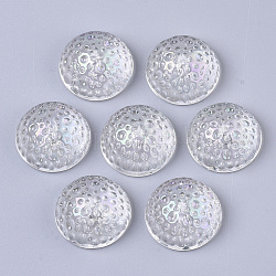 Perles en acrylique transparente, de couleur plaquée ab , demi-rond / dôme, la moitié foré, clair ab, 20x10mm, Trou: 2mm