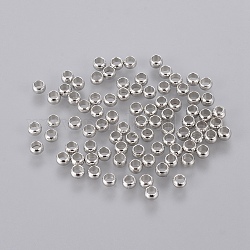 Abalorios de latón, fornituras para hacer joyas de cuentas, rerondana plana, Platino, 3mm, agujero: 2 mm, aproximamente 320 unidades / 10 g