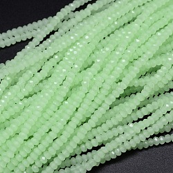 Chapelets de perles en rondelles facettées en verre, vert pale, 2.8~3x2mm, Trou: 0.8mm, Environ 165~169 pcs/chapelet, 15.7~16.1 pouce (40~41 cm)