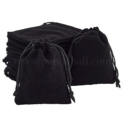 Rectangle Velvet Pouches, Candy Gift Bags Christmas Party Wedding Favors Bags, Black, 9x7cm