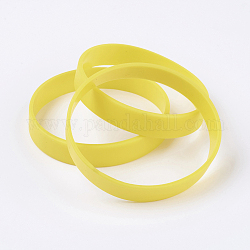 Silicone Wristbands Bracelets, Cord Bracelets, Yellow, 2-1/2 inch(63mm), 6x2mm