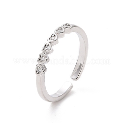 Прозрачное кубическое кольцо из циркония в форме сердца, открытое кольцо-манжета, украшения из латуни для женщин, платина, размер США 7 (17.3 мм)