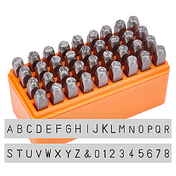 Stahlstempel, einschließlich Buchstabe a ~ z und Nummer, Platin Farbe, 60x8.5x8.5 mm