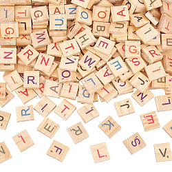 Случайные смешанные заглавные буквы или незавершенные пустые деревянные плитки для скрэббл, для обучения и обучения игрушкам, ремесла, квадратный, старинный белый, 20x18x5 мм, около 100 шт / упаковка
