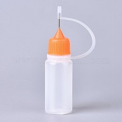 Frascos con punta aplicadora de aguja de polietileno (PE), botella de pegamento vacía translúcida, con pasadores de acero, naranja, 7.7x2 cm, capacidad: 10ml (0.34 fl. oz)