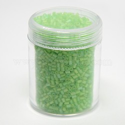 1 Box Transparent Frosted Two Cut Glass Seed Beads DIY Loose Spacer Tube Glass Seed Beads, Hexagon, Green, 3x2~2.3mm, Hole: 0.6mm